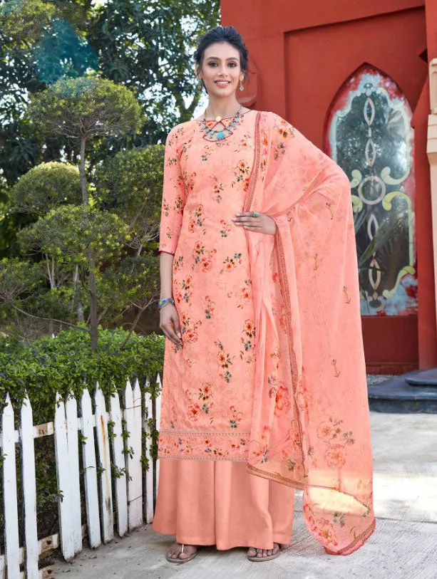 Unstitched Floral Printed Ladies Pink Cotton suits with dupatta