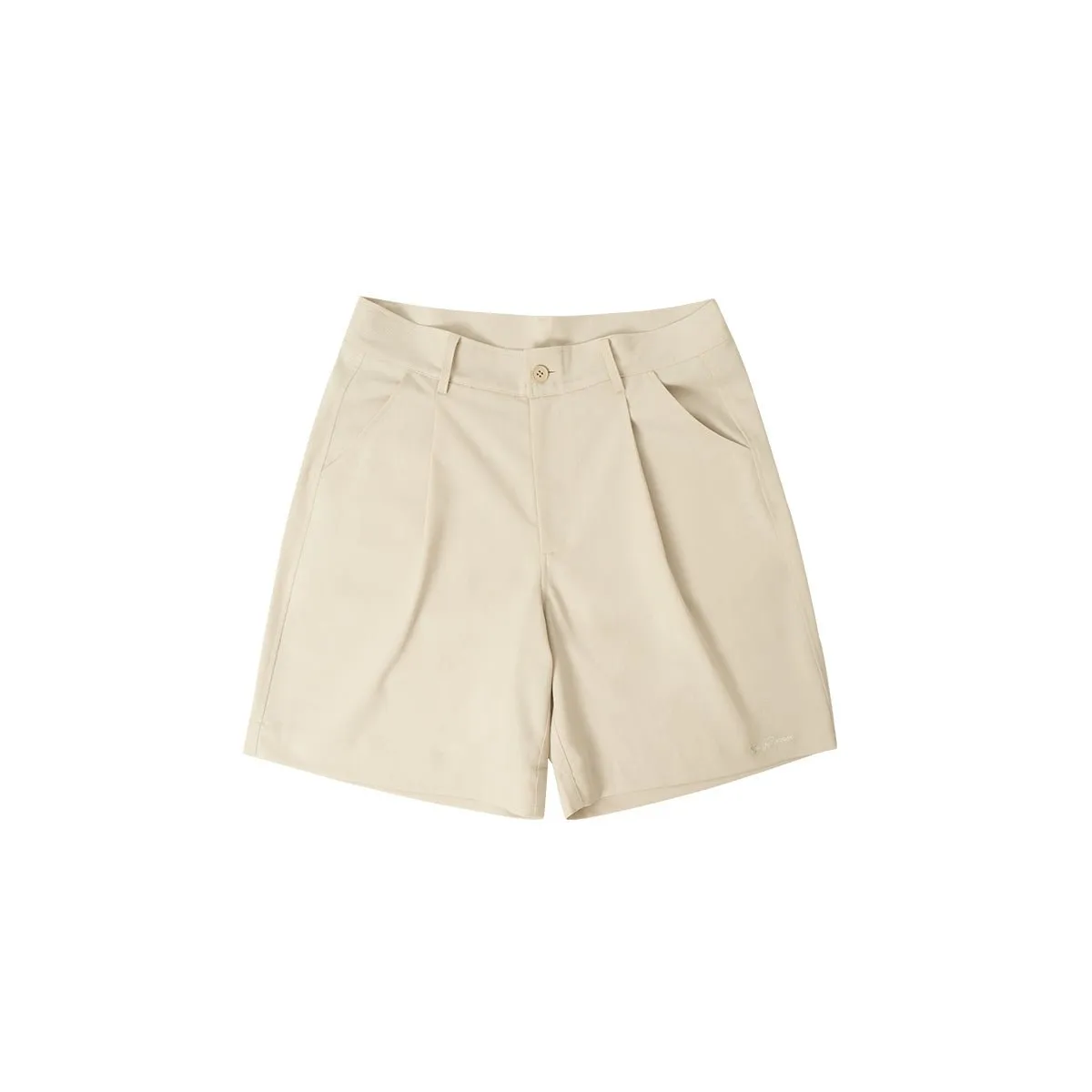 Weekend Time Unisex High-waisted Pleated Beige Tailored Shorts