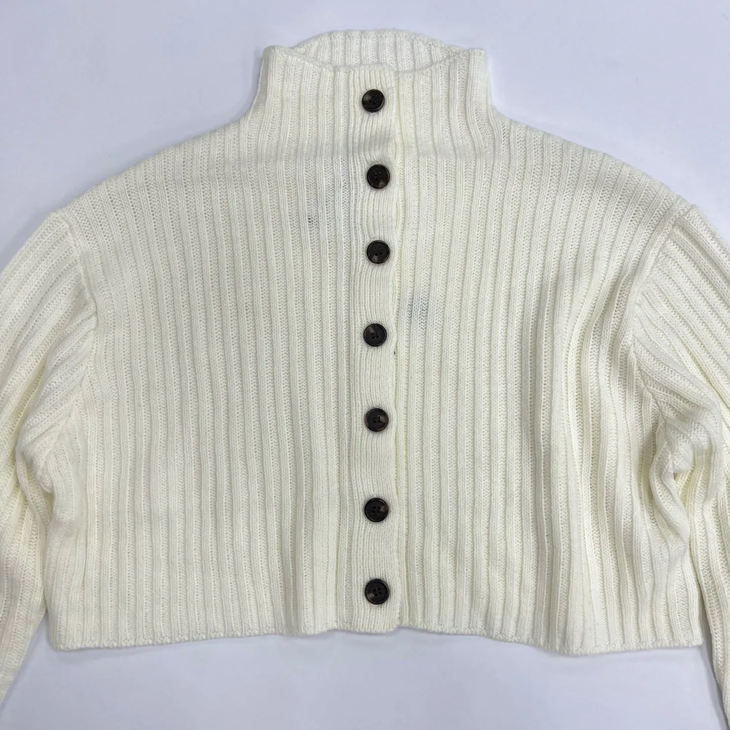 Women Button up Cropped Sweater Top