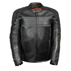 Z1R2083 Men’s ‘444’ Classic Reflective Black Leather Jacket