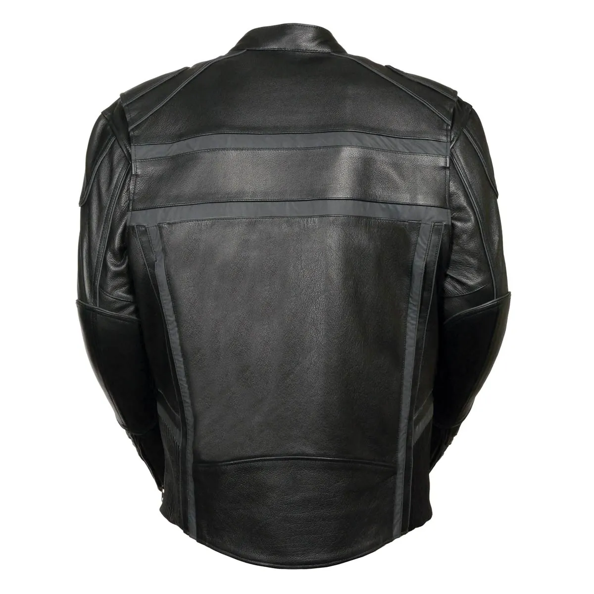 Z1R2083 Men’s ‘444’ Classic Reflective Black Leather Jacket